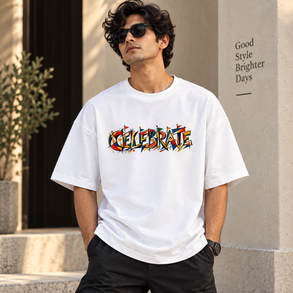 Celebrate-Unisex Terry Oversized Tee - Divine
