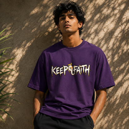KEEP FAITH - Unisex Terry Oversized Tee