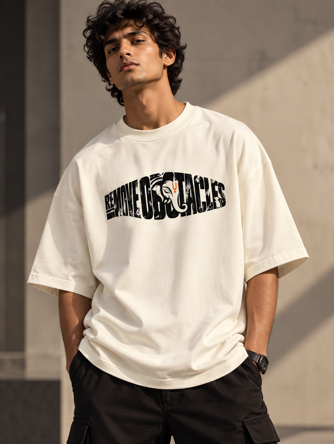 REMOVE OBSTACLES  -  Unisex Terry Oversized Tee