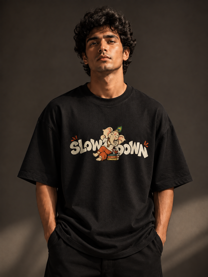 SLOW DOWN - Unisex Terry Oversized Tee